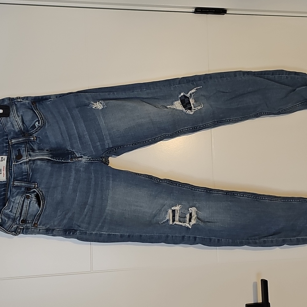 Abercrombie Kids Distressed "Vans" Checked Super Skinny Jeans Boys 13/14 Slim